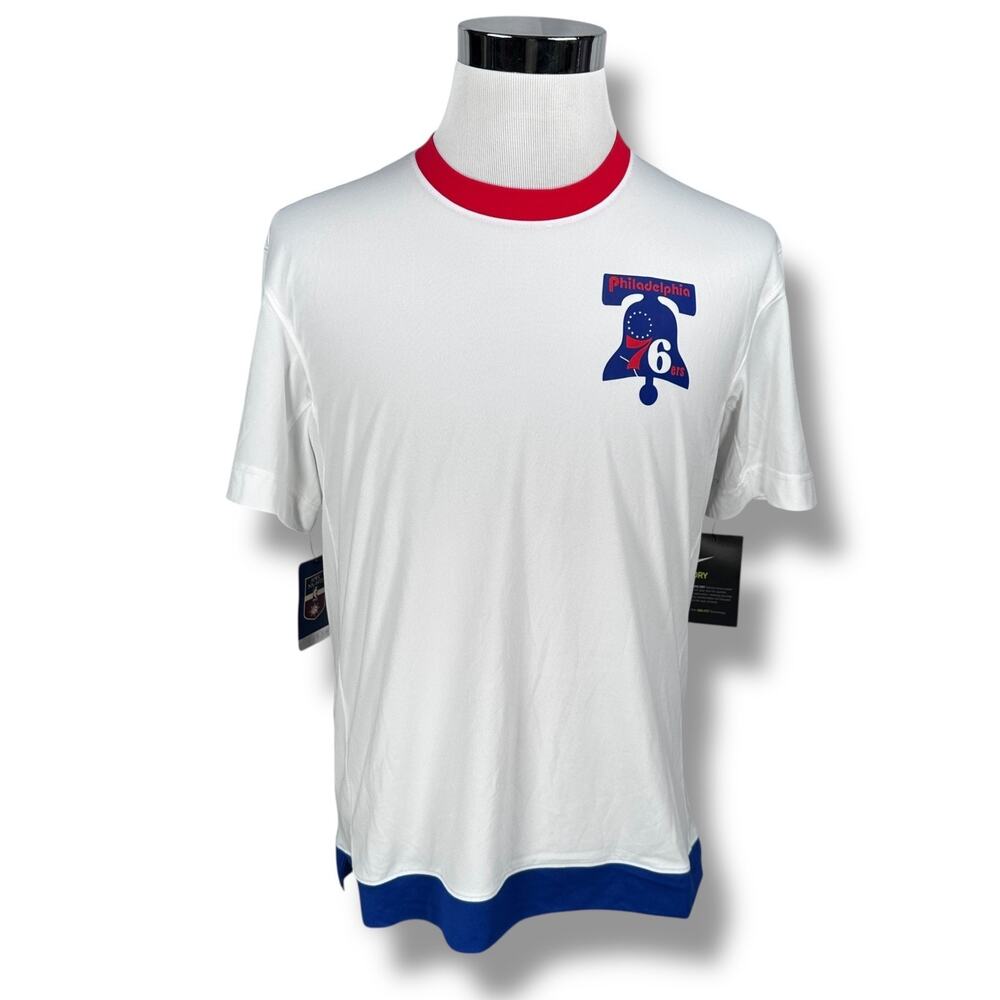 Nike Engineered Philadelphia 76ers T-Shirt Mens Small White Short Sleeve Dri-Fit